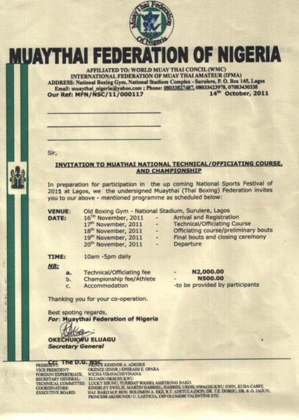 NIGERIA NATIONAL AMATEUR MUAYTHAI CHAMPIONSHIPS